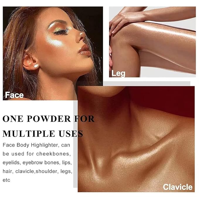 Glitter Powder Highlighter Makeup, Body Brightens the Natural (01#White Moonbeam)