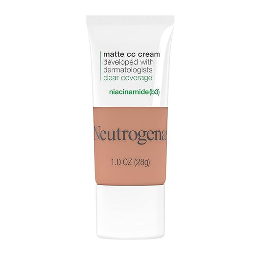 Neutrogena Clear Coverage Flawless Matte CC Cream, Full-Coverage Free, Toast, 1 oz