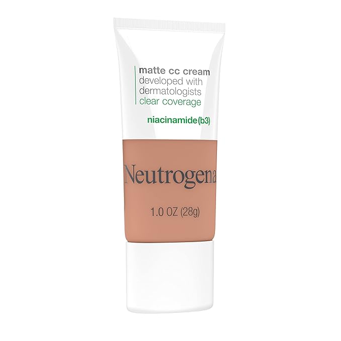 Neutrogena Clear Coverage Flawless Matte CC Cream, Full-Coverage Free, Toast, 1 oz