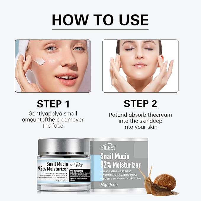 ๐๐ง๐๐ข๐ฅ ๐๐ฎ๐๐ข๐ง 92% Moisturizer Daily Face Gel Cream, Crema de Baba de Caracol Original, Snail Secretion Filtrate Nourishing Cream, Moisturizer Face Cream ๐๐ง๐๐ข๐ฅ ๐๐ฎ๐๐ข๐ง (2PCS)