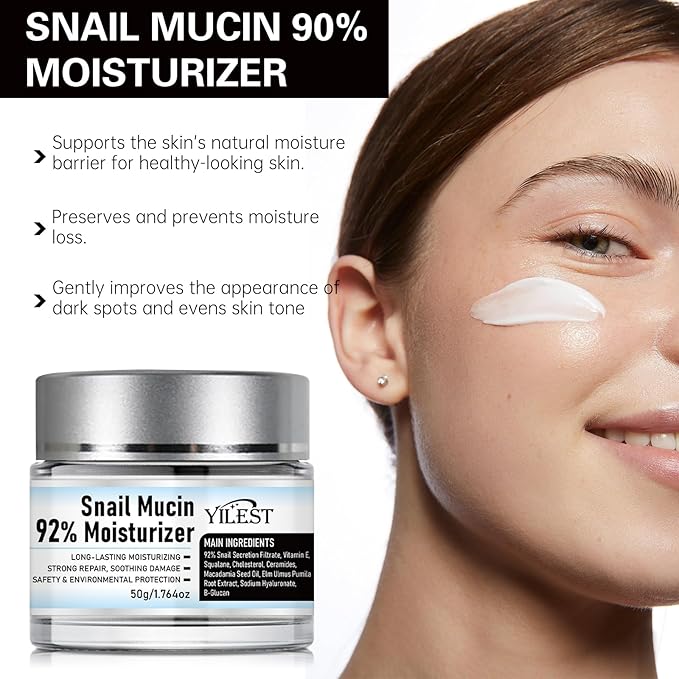 ๐๐ง๐๐ข๐ฅ ๐๐ฎ๐๐ข๐ง 92% Moisturizer Daily Face Gel Cream, Crema de Baba de Caracol Original, Snail Secretion Filtrate Nourishing Cream, Moisturizer Face Cream ๐๐ง๐๐ข๐ฅ ๐๐ฎ๐๐ข๐ง (2PCS)