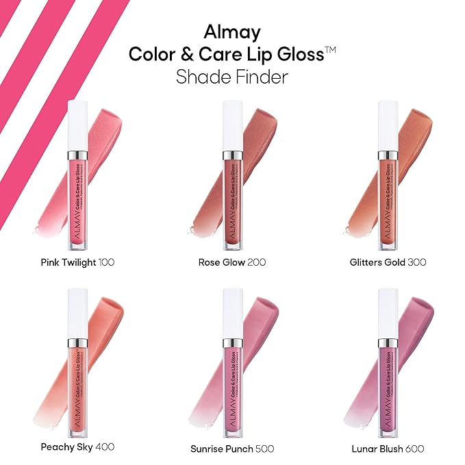 Almay Color & Care Hydrating Lip Gloss, Soft Natural Hues, Prebiotic Complex, Hyaluronic Filling-Sphere Technology, 400 Peachy Sky, 0.1 Fl Oz