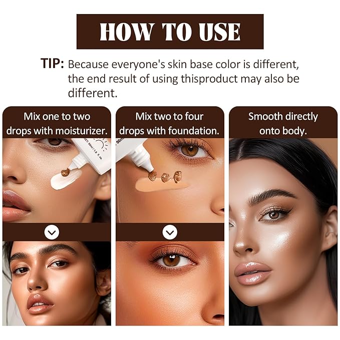 Instant Bronzing Drops, Face and Body Bronzer, Cream - 01