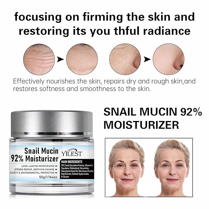 ๐๐ง๐๐ข๐ฅ ๐๐ฎ๐๐ข๐ง 92% Moisturizer Daily Face Gel Cream, Crema de Baba de Caracol Original, Snail Secretion Filtrate Nourishing Cream, Moisturizer Face Cream ๐๐ง๐๐ข๐ฅ ๐๐ฎ๐๐ข๐ง (2PCS)