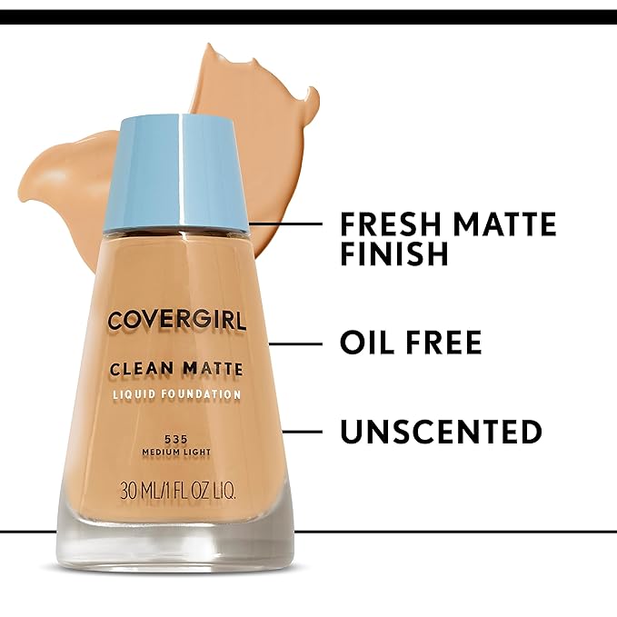COVERGIRL Clean Matte Liquid Foundation Buff Beige 525, may vary) 1 oz