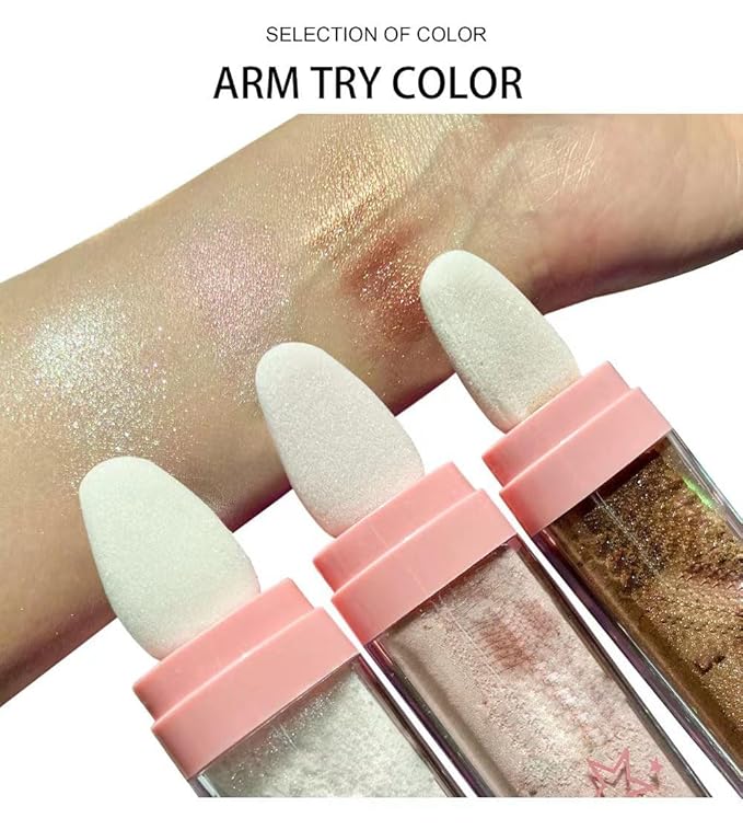 Glitter Powder Highlighter Makeup, Body Brightens the Natural (01#White Moonbeam)
