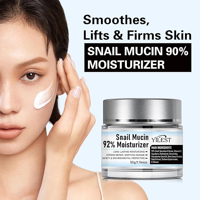 ๐๐ง๐๐ข๐ฅ ๐๐ฎ๐๐ข๐ง 92% Moisturizer Daily Face Gel Cream, Crema de Baba de Caracol Original, Snail Secretion Filtrate Nourishing Cream, Moisturizer Face Cream ๐๐ง๐๐ข๐ฅ ๐๐ฎ๐๐ข๐ง (2PCS)