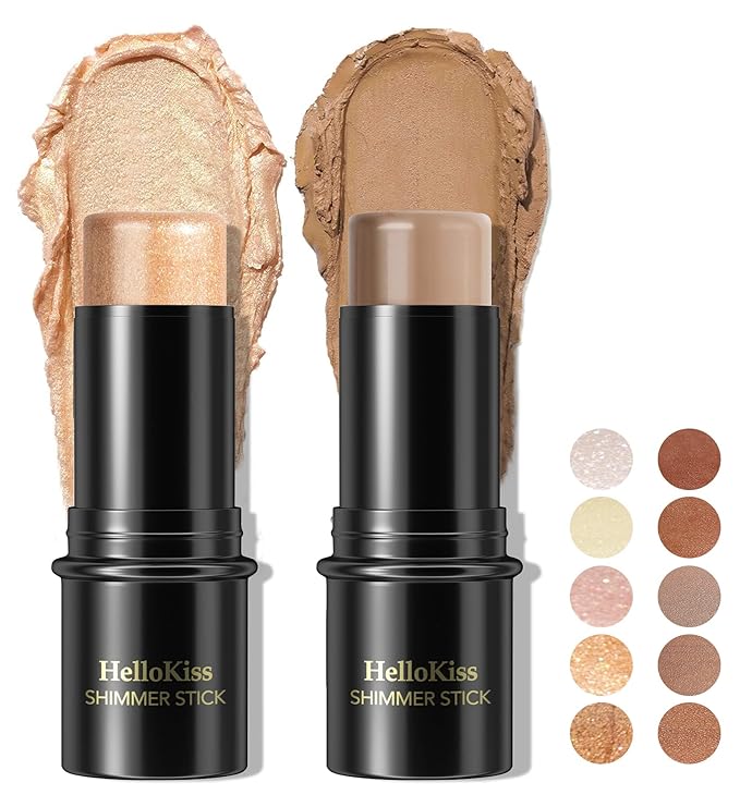 POPMISOLER 2 pcs Makeup Highlighter Stick & Cream Foundation Stick