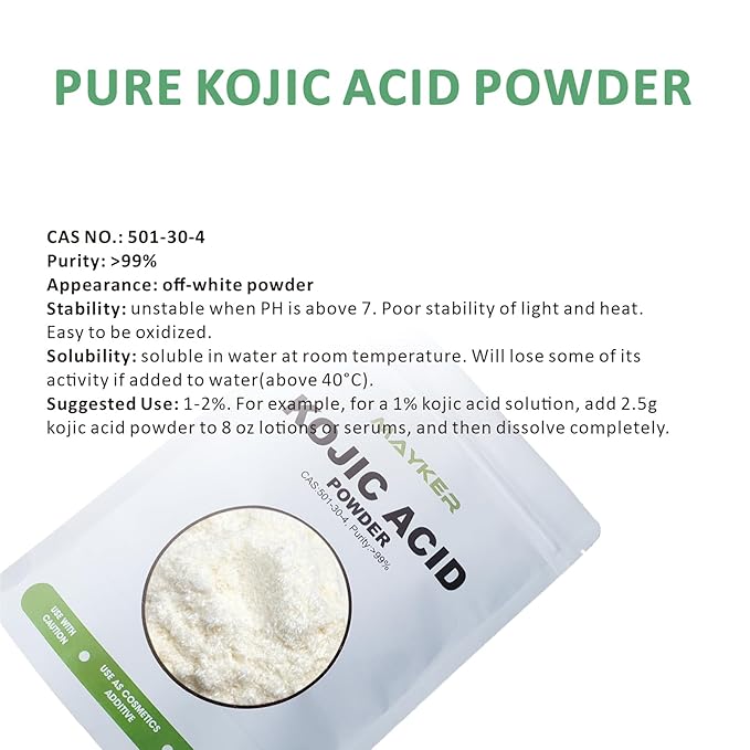 MAYKER Pure Kojic Acid Powder (60gram), Skin Whitening Soaps, Creams 2.1oz