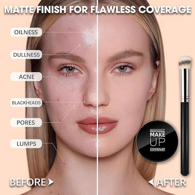 Cream Concealer Full Coverage Makeup, Matte Color Correcting MEDIUM HONEY)
