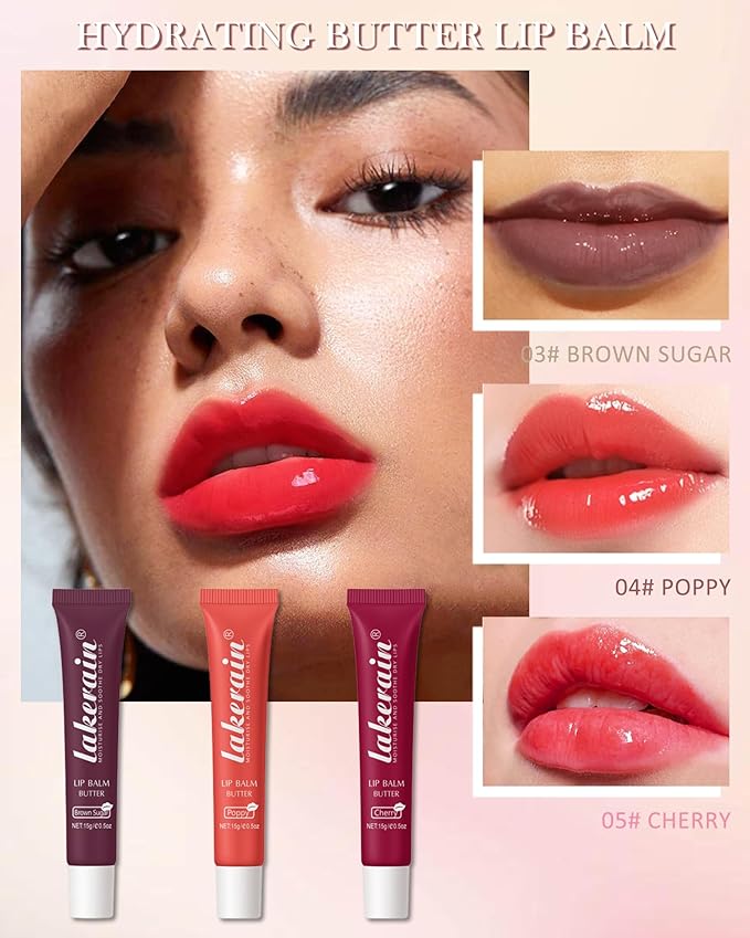 Tinted Lip Butter Balm-3 Colors Vanilla Beige Brown Lip