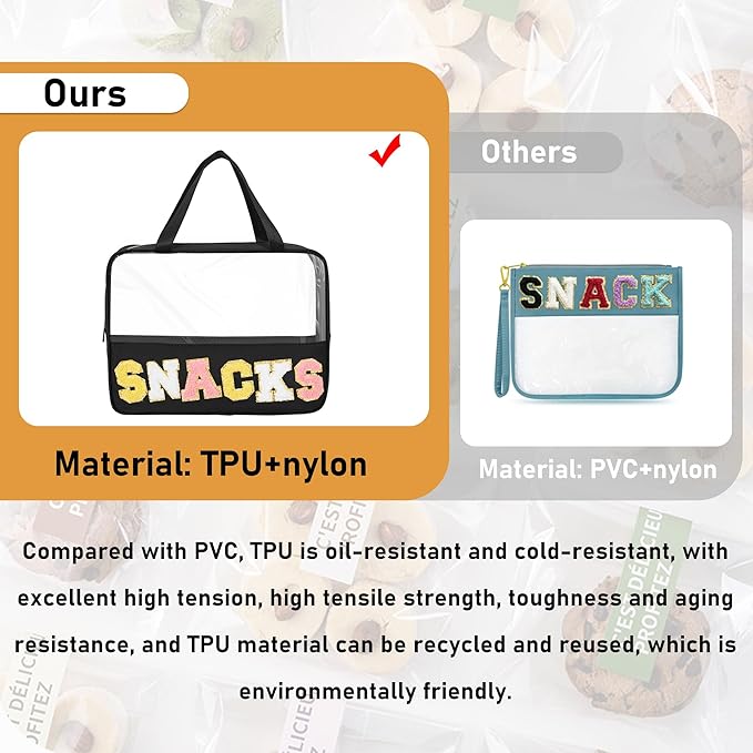 Chenille letter snacks bag zipper