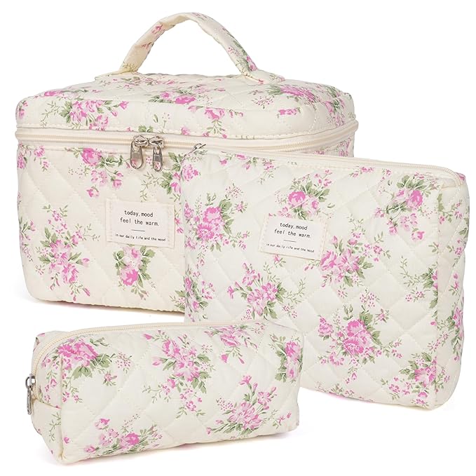 Makeup bag, quilted makeup bag,large
