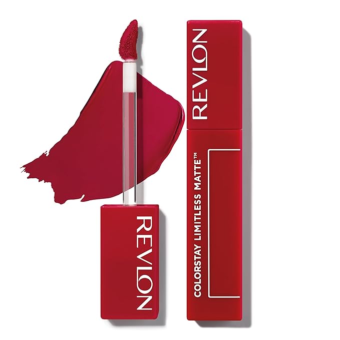 Revlon ColorStay Limitless Matte Liquid Lipstick, Vegan Formula, No-Budge, Longwear Lip Color, Long Lasting, Lightweight/Comfortable, Waterproof, 011 Fire Off, 0.17 fl oz