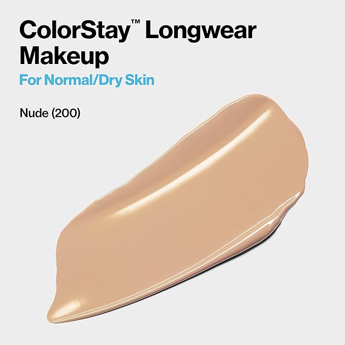 Revlon Liquid Foundation, ColorStay Face Makeup for Normal 200 Nude 1.0 Oz
