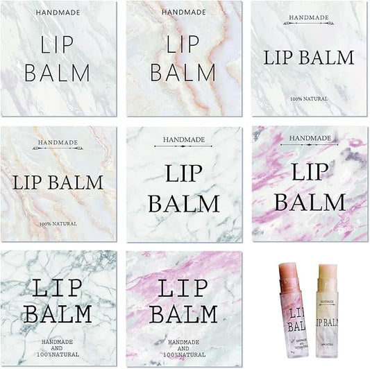 CRASPIRE Lip Balm Labels 80pcs Homemade Container(Marble