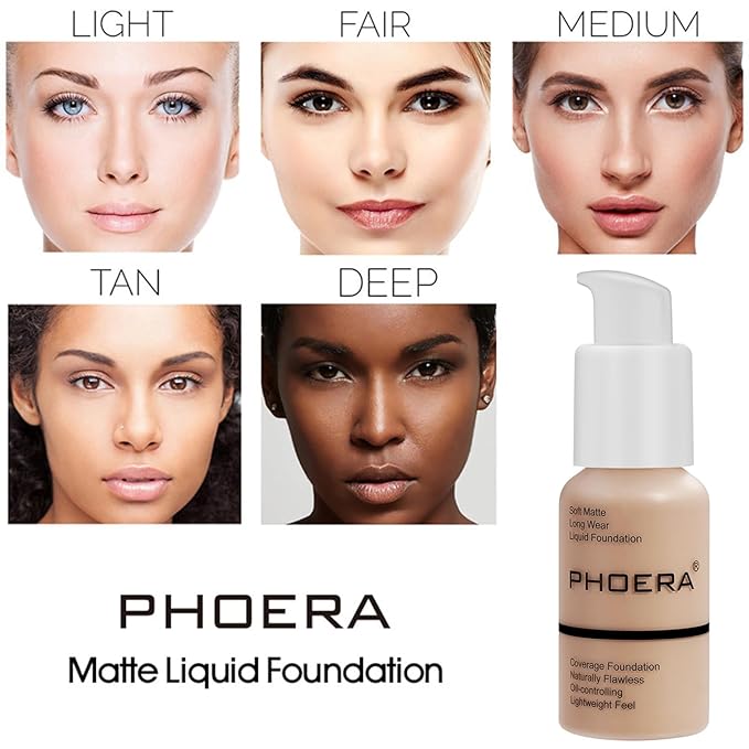 PHOERA Foundation Full Coverage,and Medium Coverage 2024 New Flawless Complexion(101+N01/Porcelain+Porcelain)