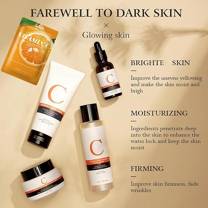 Vitamin C Skin Care Sets, 6Pcs Hydrating