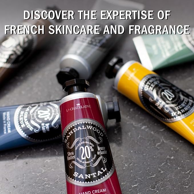 La Chatelaine 20% Shea Butter Hand Cream Travel Size, Men, Unisex, Organic Argan Oil, Moisturizing, Nourishing, Extra-Rich Hand Lotion, Made in France, Paraben Free, 1 oz / 30ml (Bourbon Vanilla)