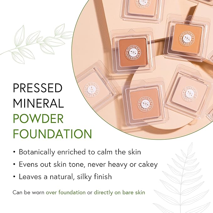 Honeybee Gardens Pressed Mineral Powder Foundation Refill, Avignon, Vitamin E, 7.5g