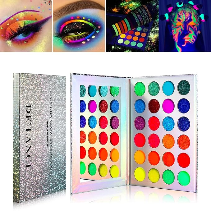 DE'LANCI Neon Eyeshadow Palette Glow in the Dark,