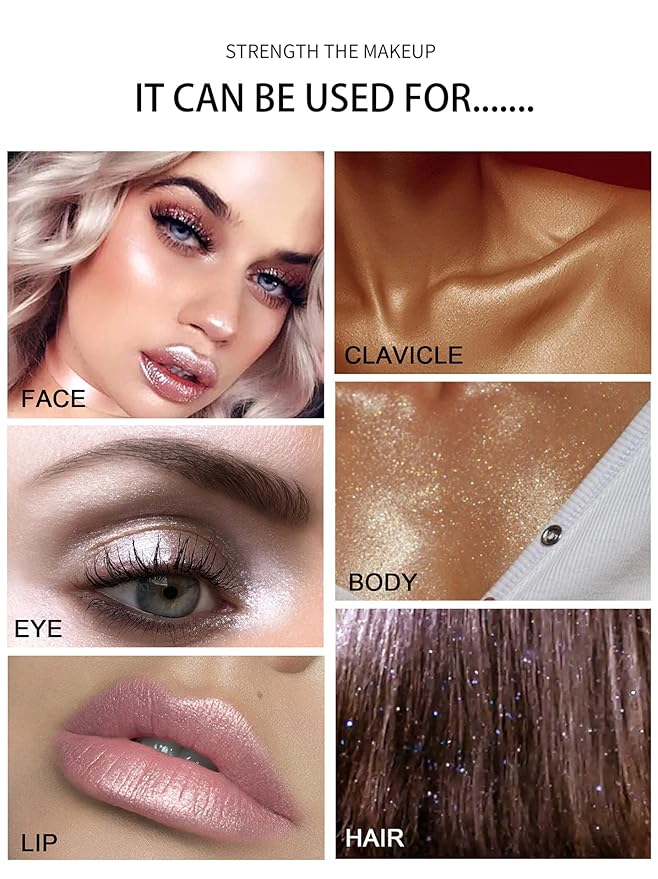 Glitter Powder Highlighter Makeup, Body Brightens the Natural (01#White Moonbeam)