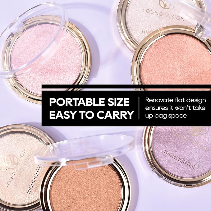 Baked Pink Highlighter Powder Palette, Makeup Highlighter Powder Mermaid Pink