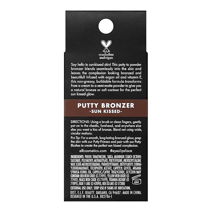 e.l.f. Putty Bronzer, Creamy & Highly Pigmented Formula, Sun Kissed, 0.35 Oz