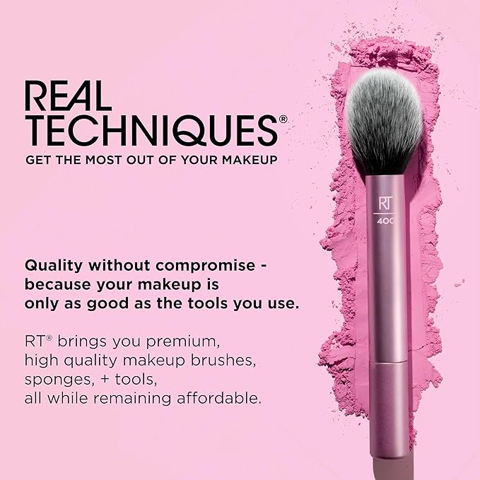 Real Techniques Miracle 2-In-1 Powder Puff 4 Pack, Dual-Sided, Full Size Makeup Blending Puff, Reversible Elastic Band, Makeup Sponge & Powder Puff, For Liquid, Cream & Powder Products, Cruelty-Free