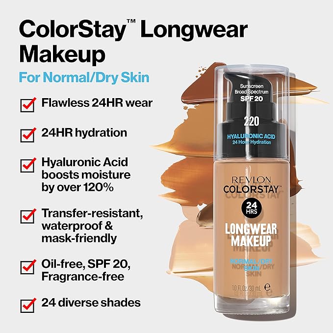 Revlon Liquid Foundation, ColorStay Face Makeup for Normal 400 Caramel, 1.0 Oz