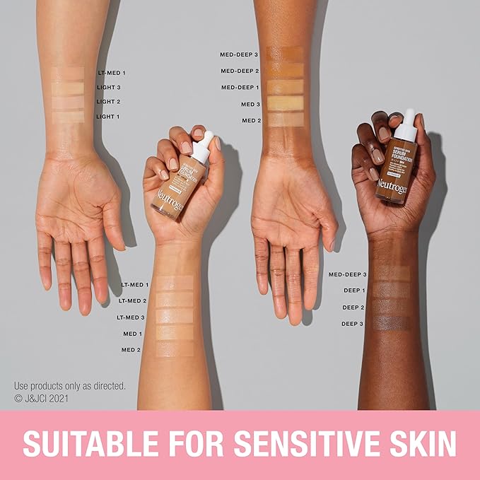 Neutrogena Healthy Skin Sensitive Skin Serum Foundation with Light/Medium 02, 1 oz