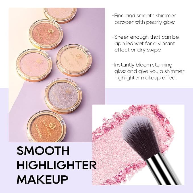 Baked Pink Highlighter Powder Palette, Makeup Highlighter Powder Mermaid Pink