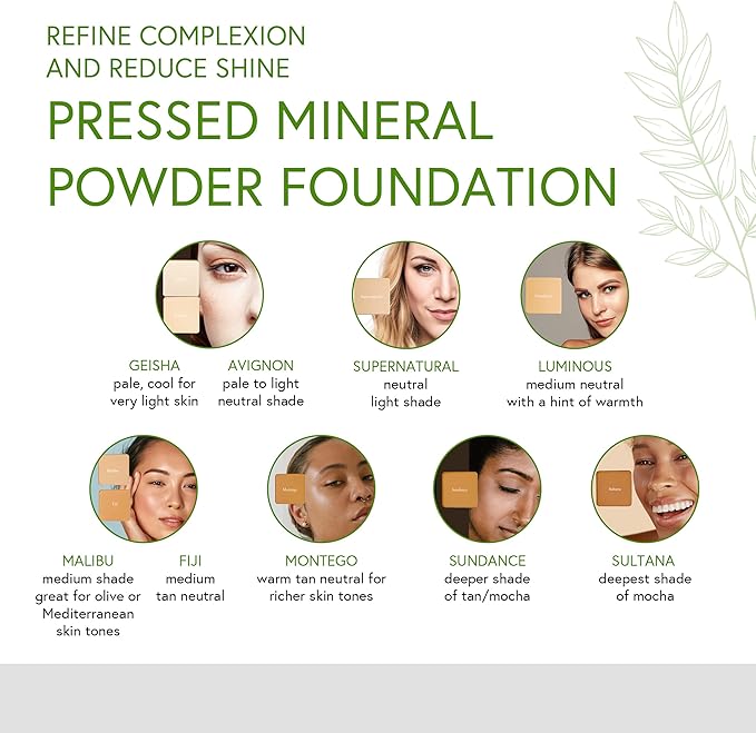 Honeybee Gardens Pressed Mineral Powder Foundation Refill, Avignon, Vitamin E, 7.5g