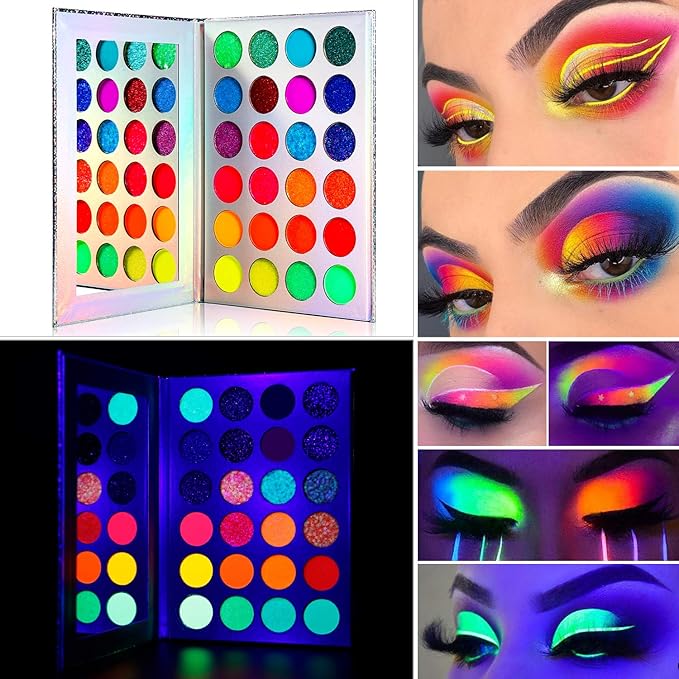 DE'LANCI Neon Eyeshadow Palette Glow in the Dark,