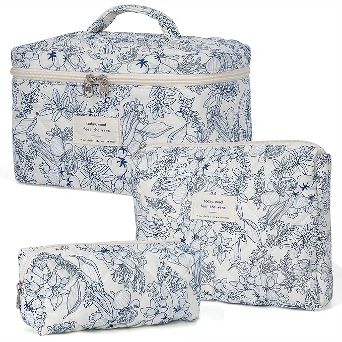 Makeup bag, quilted makeup bag,large