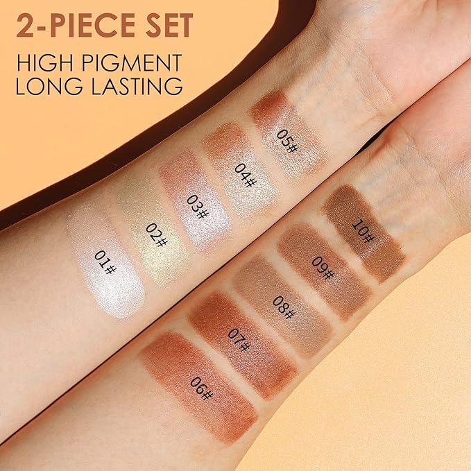 POPMISOLER 2 pcs Makeup Highlighter Stick & Cream Foundation Stick