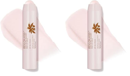 Revlon Lip Balm, Kiss Tinted Lip Balm, Face Makeup with Lasting Hydration, SPF 20, Infused with Natural Fruit Oils, 010 Tropical Coconut, 0.09 Oz (Pack of 2)