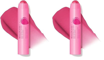 Revlon Lip Balm, Kiss Tinted Lip Balm, Face Makeup with Lasting Hydration, SPF 20, Infused with Natural Fruit Oils, 025 Fresh Strawberry, 0.09 Oz (Pack of 2)