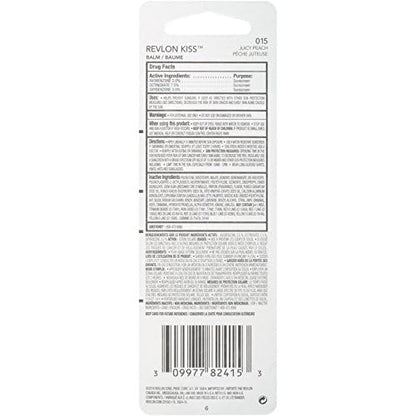 Revlon Kiss Tinted Lip Balm with SPF 20, Hydrating, Flavored, Infused with Natural Fruit Oils, 015 Juicy Peach, 0.09 oz