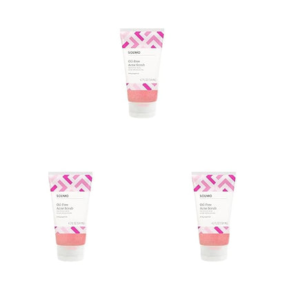 Amazon Brand - Solimo Oil-free Pink Grapefruit Facial Scrub, 2% Salicylic Acid Acne Medication, Dermatologist Tested, 4.2 fl oz (Pack of 3)