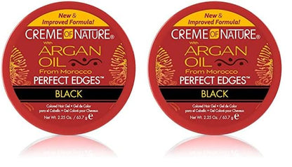 Creme of Nature with Argan Oil From Morocco Perfect Edges Hair Gel, 24 Hour Hold with Moisture and Exotic Shine, Black, 2.25 Oz (Pack of 2)