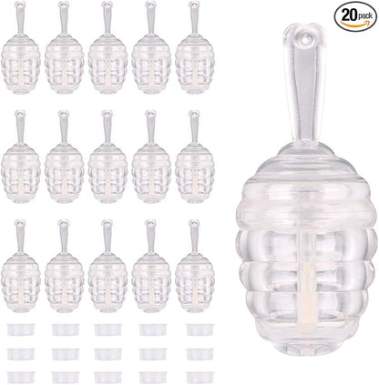 RONRONS 20 Pieces Lip Gloss Tubes, 5.5ml/0.19oz Clear Lip Gloss Containers Amber Honecomb Shaped with Wand Empty Lip Balm Bottle Dispenser with Rubber for DIY Lipstick Cosmetic Sample