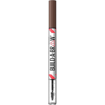 Maybelline Build-A-Brow 2-in-1 Brow Pen and Sealing Eyebrow Gel, Eyebrow Makeup for Real-Looking, Fuller Brows, Medium Brown, 1 Count