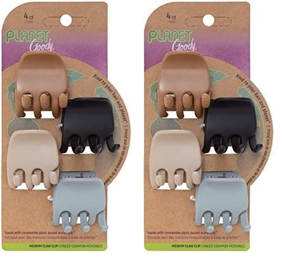 Planet Goody Heritage Medium Claw Clips - 4-Pack, Assorted Neutral Colors- For Easily Pulling Up Your Hair - Pain-Free Hair Accessories For Women, Men, Boys & Girls (Pack of 2)
