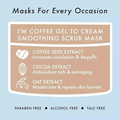 TONYMOLY I'm Coffee Gel To Cream Smoothing Scrub Mask, Gentle Exfoliation, Smooths for Softer Skin, 100 ml
