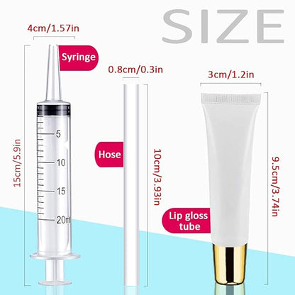 AMORIX 50PCS Lip Gloss Tubes 15ml Gold Cap Lip Gloss Containers Empty Lip Balm Tubes Refillable Cosmetic Squeeze Lipgloss Tubes + 2 x 20ml Syringes Tag Labels for DIY Lip Gloss Base Glitter