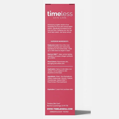 Timeless Skin Care HA Matrixyl 3000 with Rose Spray - Skin Care Mist with Hyaluronic Acid - Fragrance-Free Hydrating Face Spray - Soothing Matrixyl Mist - 4 oz