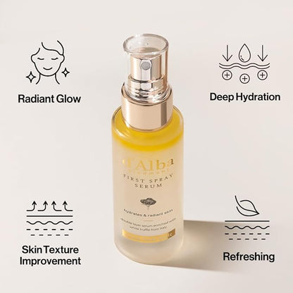 d'alba Piedmont Italian White Truffle First Spray Serum, Vegan Skin Care, Hydrating Face Moisturizer, Glow Serum for Radiant Skin, Non Comedogenic, All In One Mist (1.69 fl oz.)
