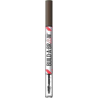Maybelline Build-A-Brow 2-in-1 Brow Pen and Sealing Eyebrow Gel, Eyebrow Makeup for Real-Looking, Fuller Brows, Black Brown, 1 Count