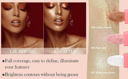 Glitter Powder Highlighter Makeup, Body Brightens the Natural (01#White Moonbeam)